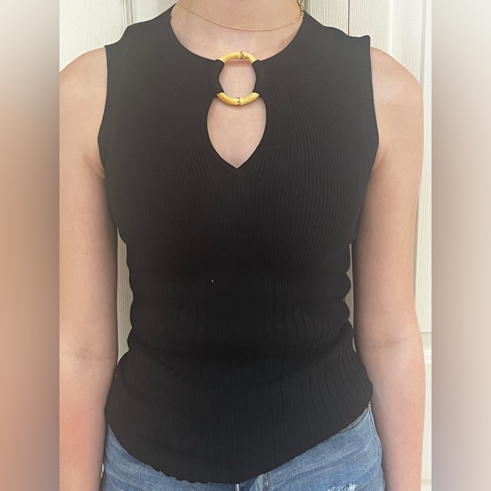 NWT - Cache Black Sleeveless Sweater - Womans XS